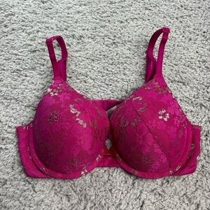 Victoria's Secret Bra Womens 34C Body by Victoria Pink Lace Adjustable Basic